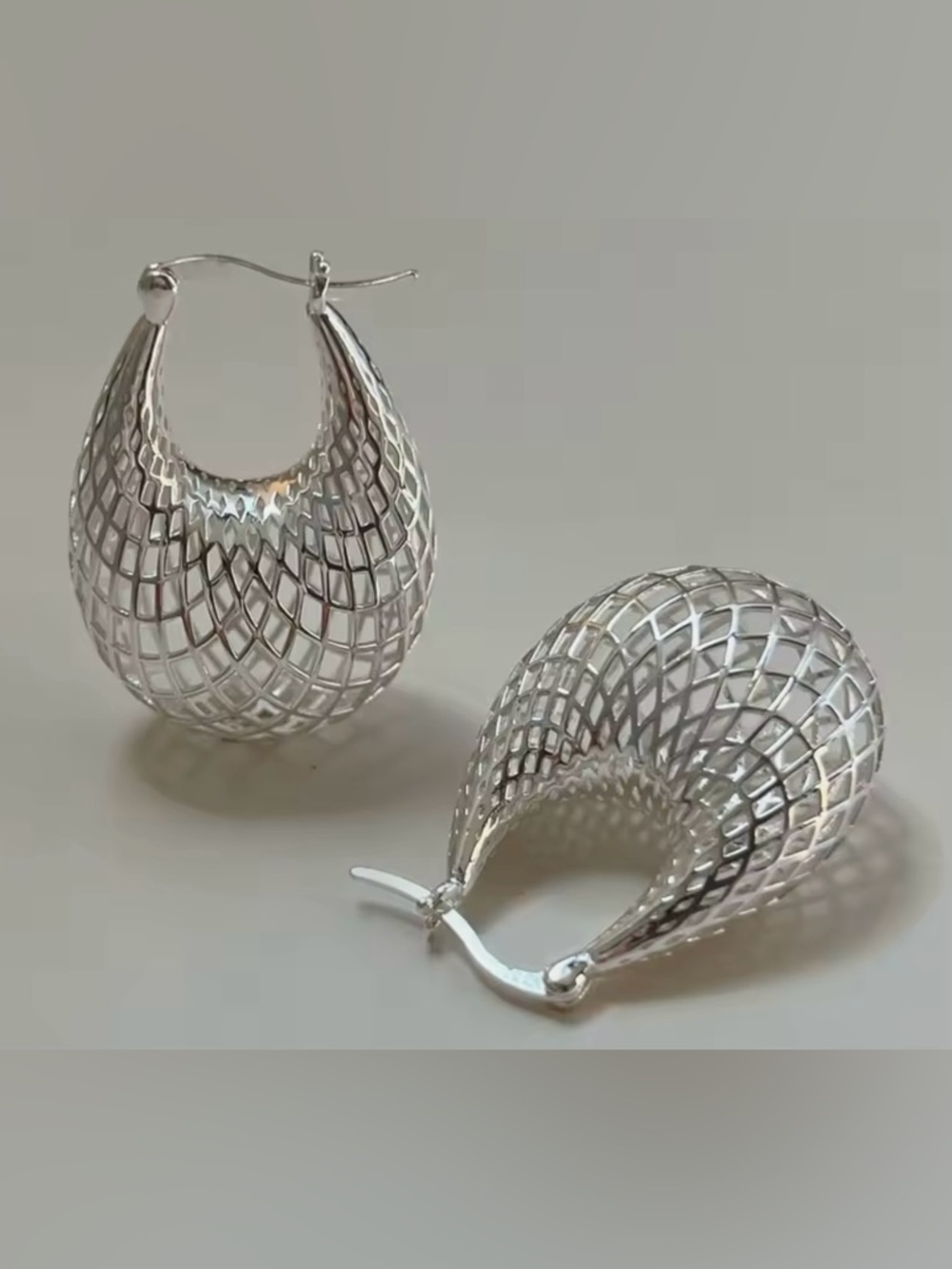 New .925 Petite Basket Earrings, Stamped